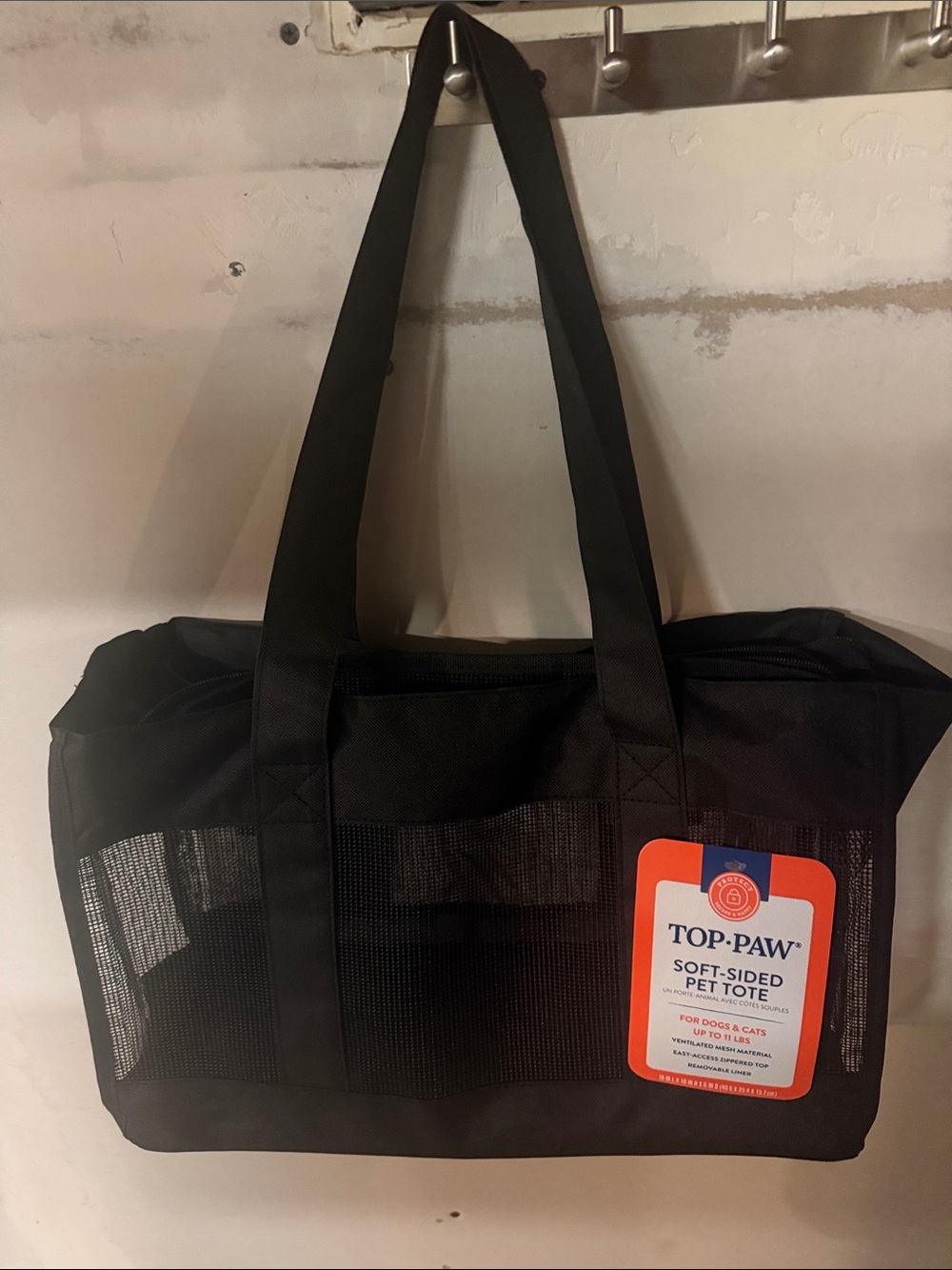 Top Paw Black Mesh Soft-Sided Duffel Pet Tote
